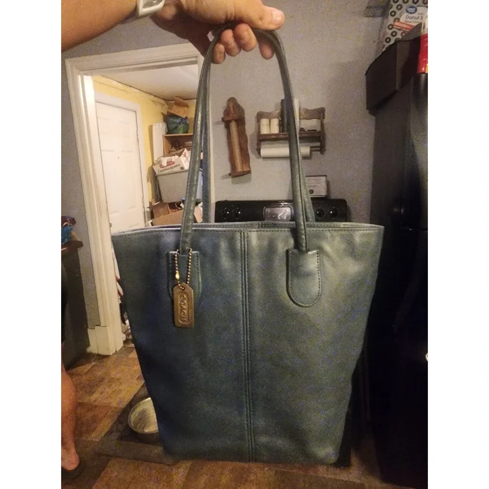 Vintage Coach Periwinkle Blue Lunch Tote Shoulder Bag 1990s B5C-4068 Rare HTF